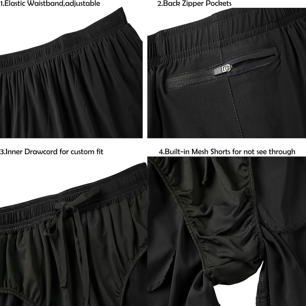 Men's Lightweight Quick-Dry Running Shorts with Zipper Pocket - Perfect for Summer Workouts