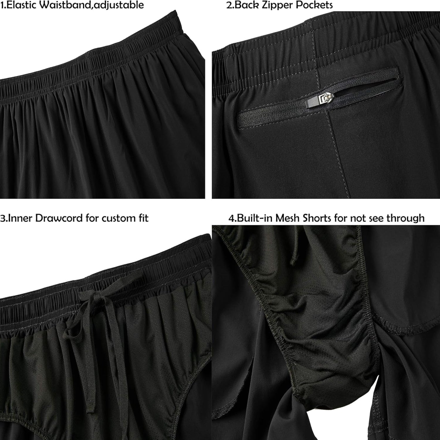 Men's Lightweight Quick-Dry Running Shorts with Zipper Pocket - Perfect for Summer Workouts