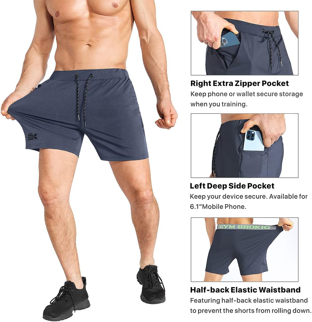 Elevate Your Workout with BROKIG Men's Lightweight Quick-Dry Gym Shorts - Perfect for Bodybuilding, Running, and More!