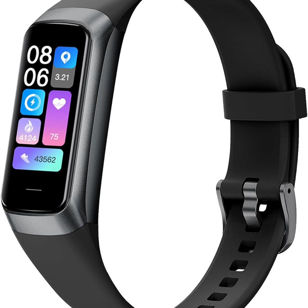 Keep Health Fitness Trackers for Women Men Amoled Step Counter Slim Thin 25 Sports Modes with Heart Rate Blood Pressure Monitor Alarm Stopwatch Timer Calories Burned IP68 Step Tracker Watch